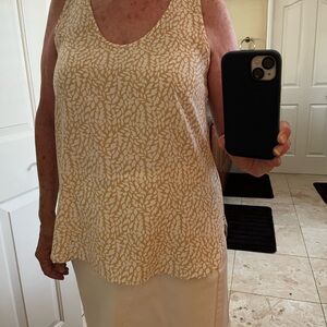 LOFT Leaf Print Tank Top - Cream and Yellow